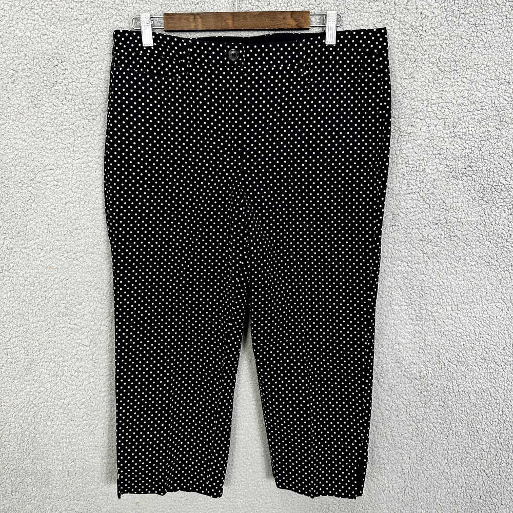 Talbots Perfect Skimmer Pants Womens 12 Black Polka Dot Stretch Preppy‎ Twee